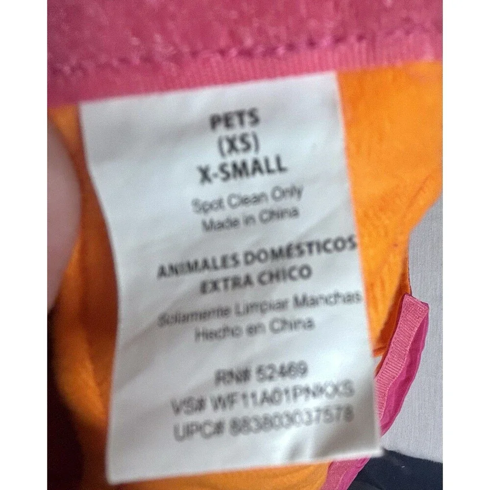 Orange And Pink Pet Jacket With Hoodie. X Small. Pre-Owned.